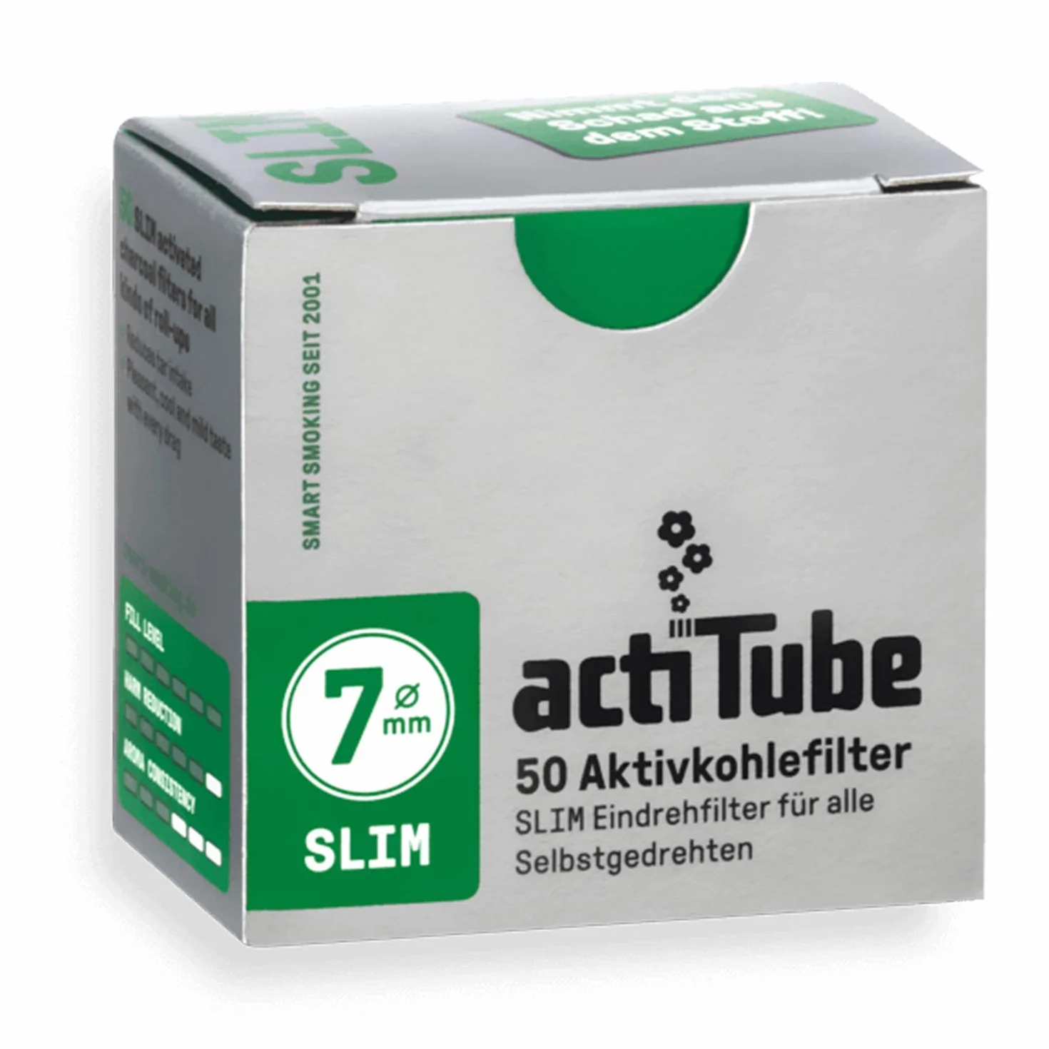 actiTube - Juego de filtros de carbón activo Slim Kogu, 7,1 mm, incluye un saverette, 10x50 (500)