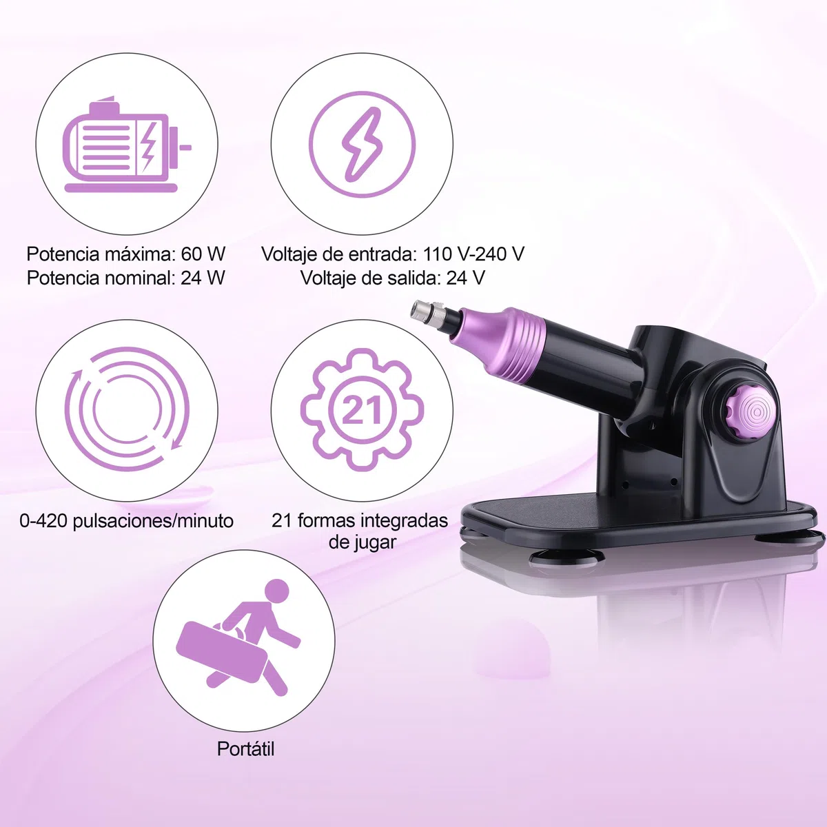 Potente máquina sexual para parejas y solteros: 21 modos de juego, motor silencioso de 60 W, empuje ajustable de 0 a 180°, mando a distancia, embalaje discreto.