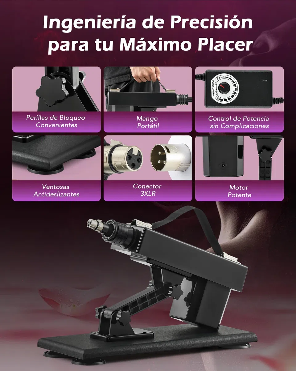 SENSUA Máquina Sexual Automática con Empuje, 5 Consoladores y 2 Barras de Extensión, Ajustable para Sexo Vaginal, Anal y Masturbación, Ideal para Mujeres, Hombres y Parejas
