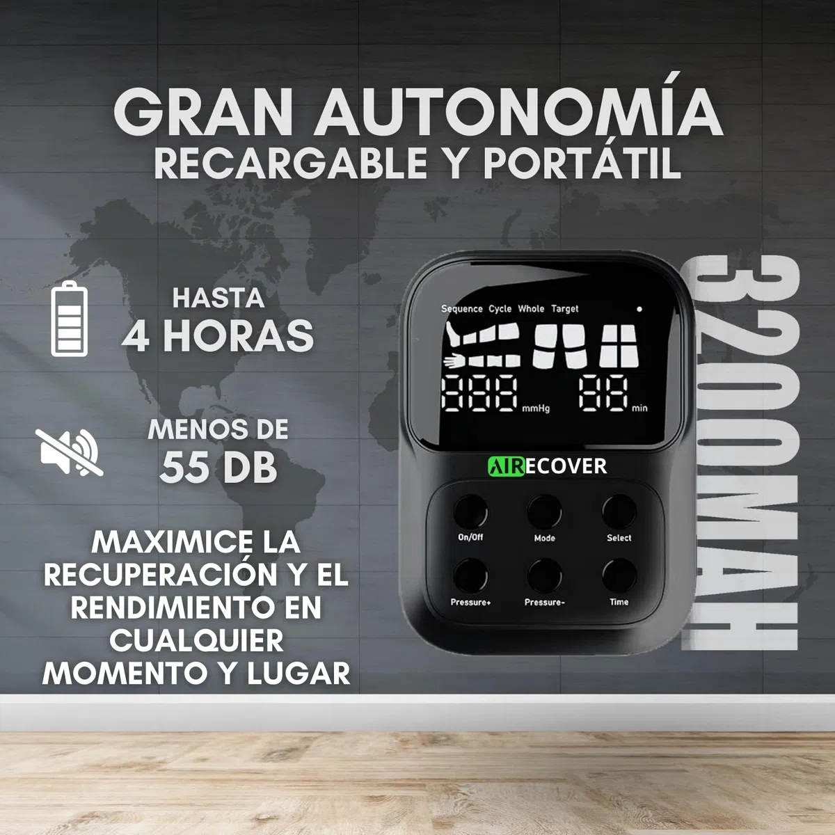 Presoterapia para Casa, Masajeador de Piernas Inalámbrico y Recargable, Botas de Compresión para Circulación, Recuperación Muscular, Drenaje Linfático y Celulitis, Batería de 4H (L)