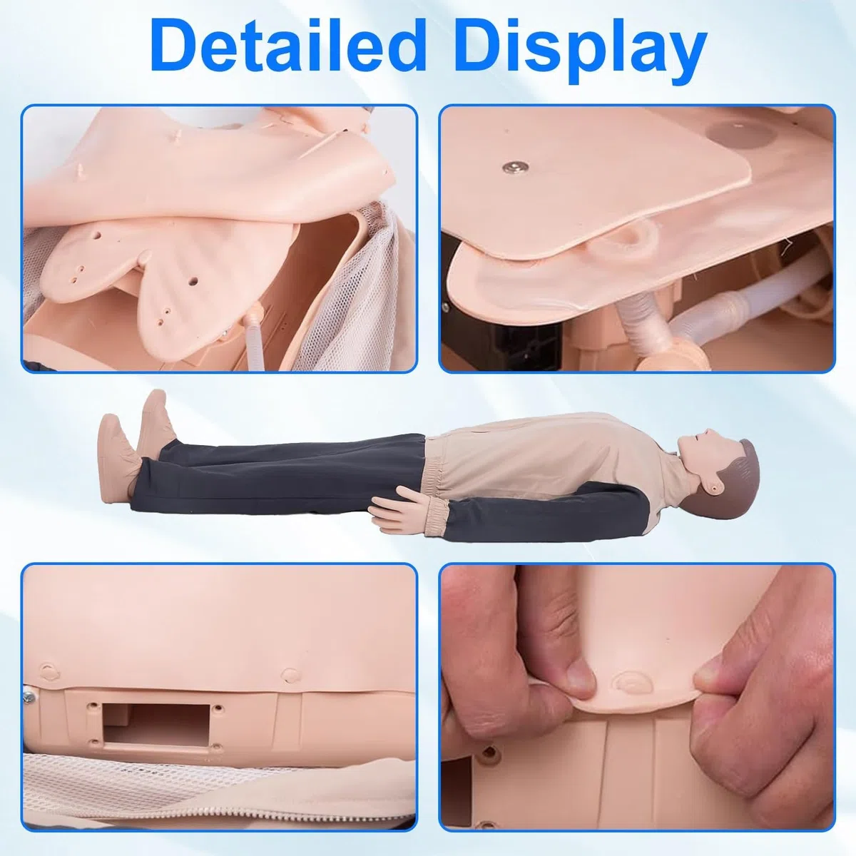 Kit de entrenamiento de RCP con maniquíes, maniquíes profesionales de RCP para adultos con piel mediana, accesorios médicos MCR, kit de entrenamiento de RCP para aulas o centros de investigación.