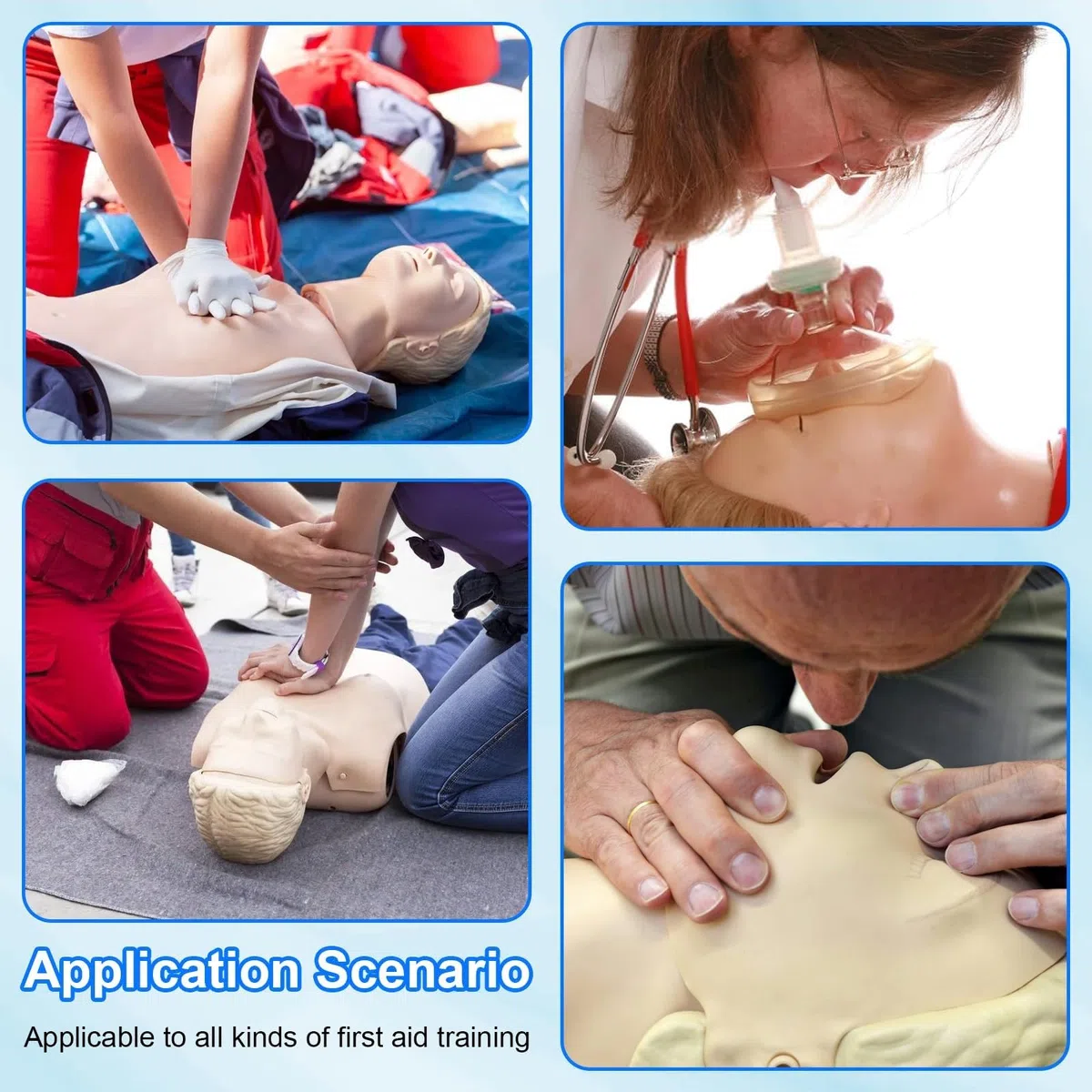 Kit de entrenamiento de RCP con maniquíes, maniquíes profesionales de RCP para adultos con piel mediana, accesorios médicos MCR, kit de entrenamiento de RCP para aulas o centros de investigación.