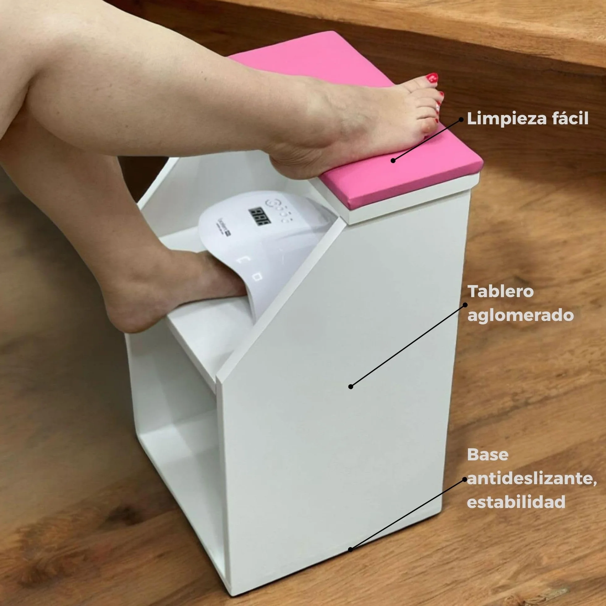 Reposapiés Pedicura Profesional Soporte Ergonómico Antideslizante Fabricado en España Gris