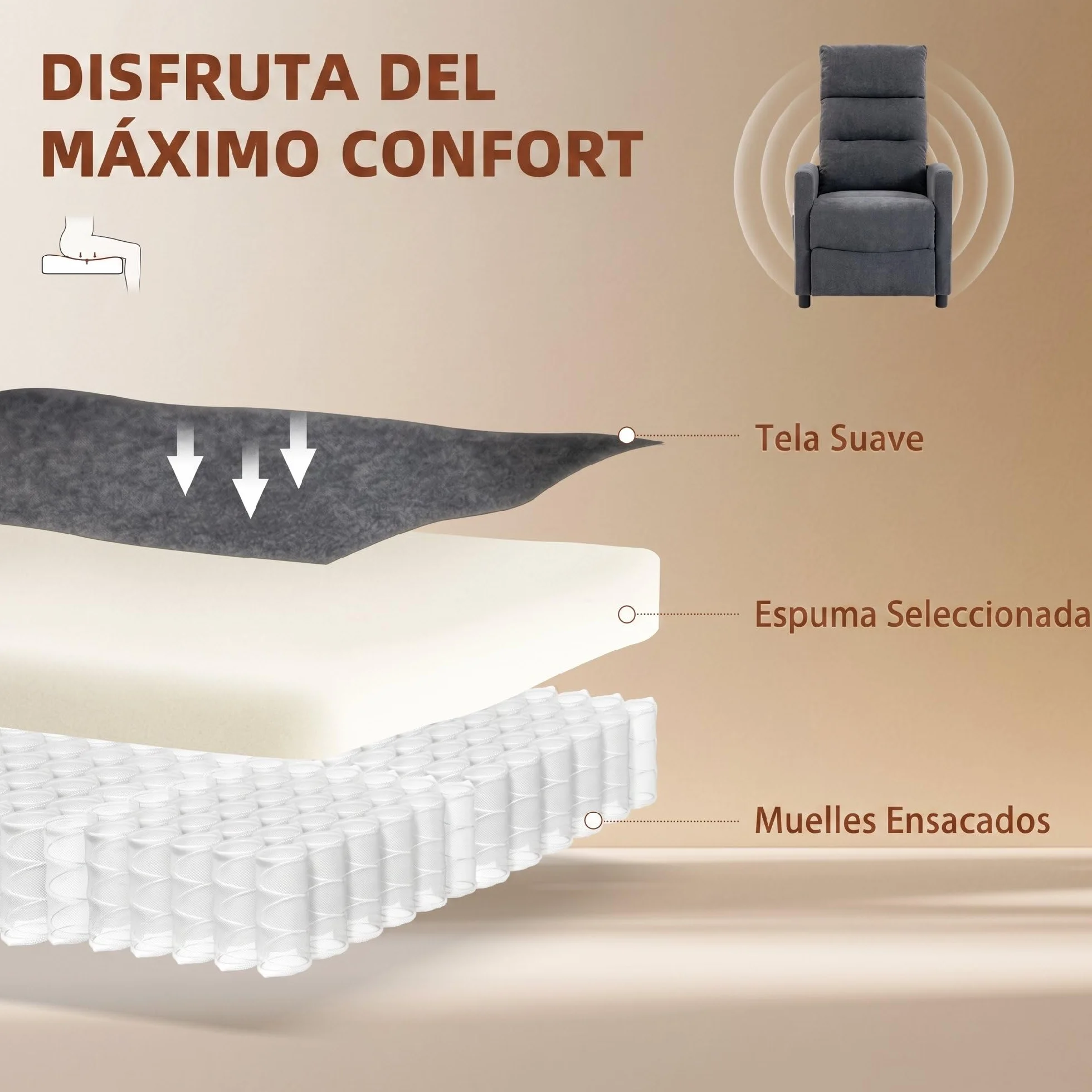 HOMCOM Sillón de Masaje Reclinable 160° con Mando a Distancia, 2 Zonas de Masaje, Gris Oscuro 66x91x108 cm