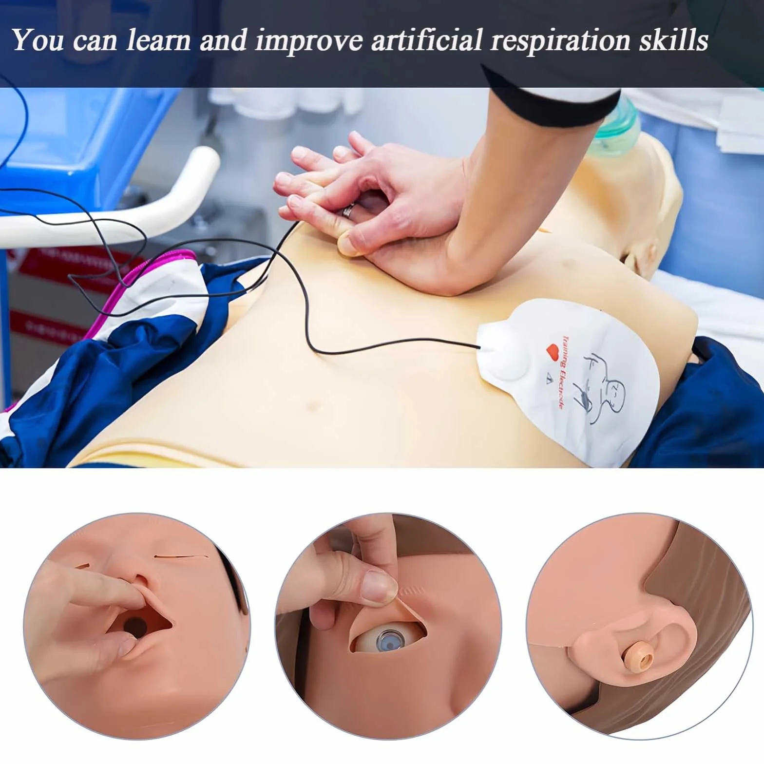 ELZEM Maniquí Entrenamiento RCP Adultos Medio Cuerpo Goma Maniquíes Entrenamiento Primeros Auxilios Reanimación Cardiopulmonar para Formación Docente A