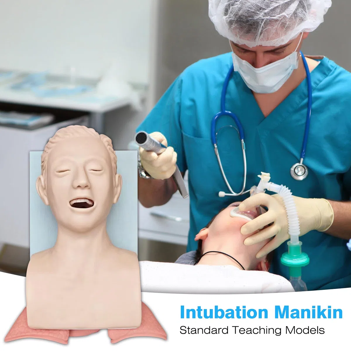 Maniquí de Intubación, Maniquí de Intubación Oral-Nasal para Adultos Modelo Didáctico con Alarma Electrónica, para la Práctica de Estudios de Educación Científica