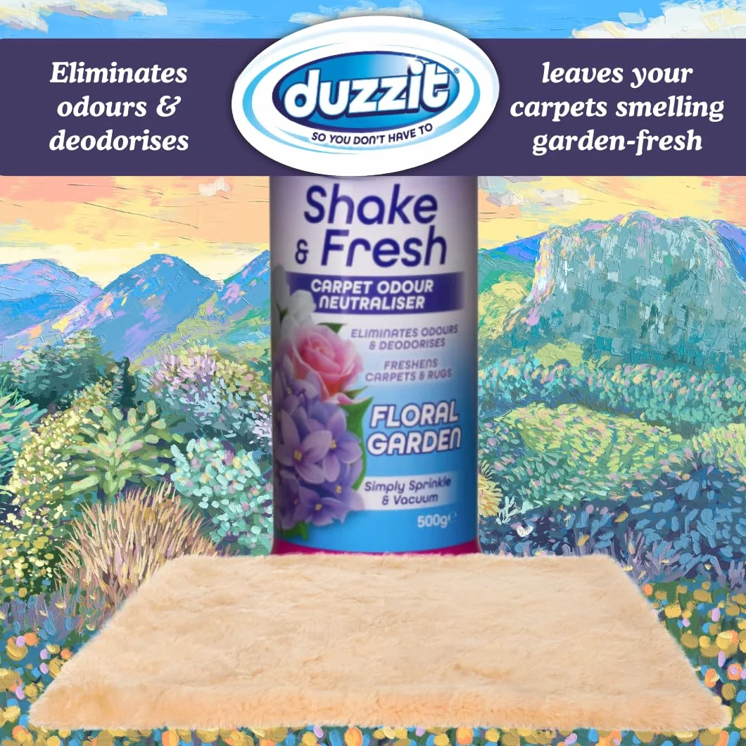 Shake & Fresh - Ambientador y neutralizador de olores para alfombras, juego de 3 aromas surtidos (lino fresco, flor de lirio, jardín floral), 500 g cada uno, desodorante en polvo para alfombras Great