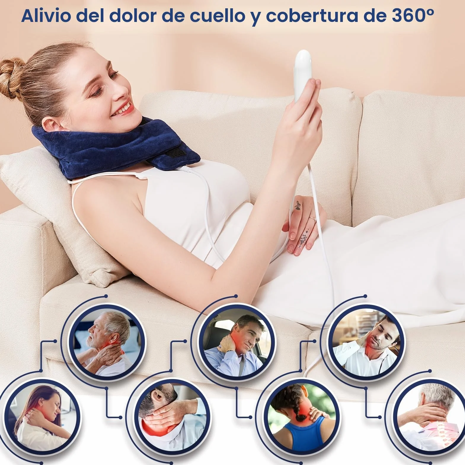 JOBYNA Almohadilla Térmica Eléctrica para Cuello, Calentamiento Rápido 5s, 30-70℃ Ajustable, Apagado Automático 74x19cm