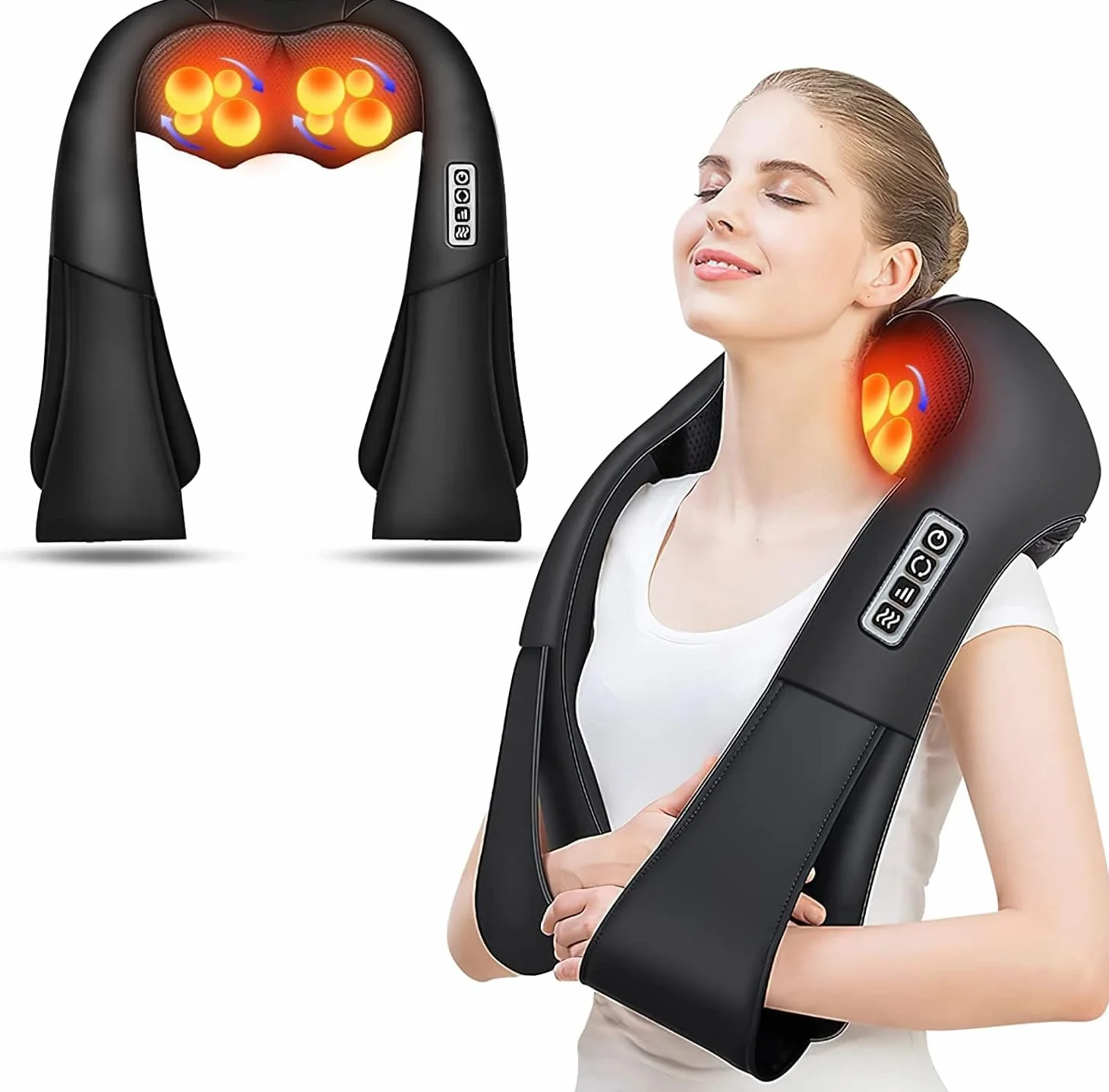 AERLANG Masajeador Cervical y Espalda con Calor, Amasajeador de Cuello, Hombros y Espalda para Dolor y Relajación