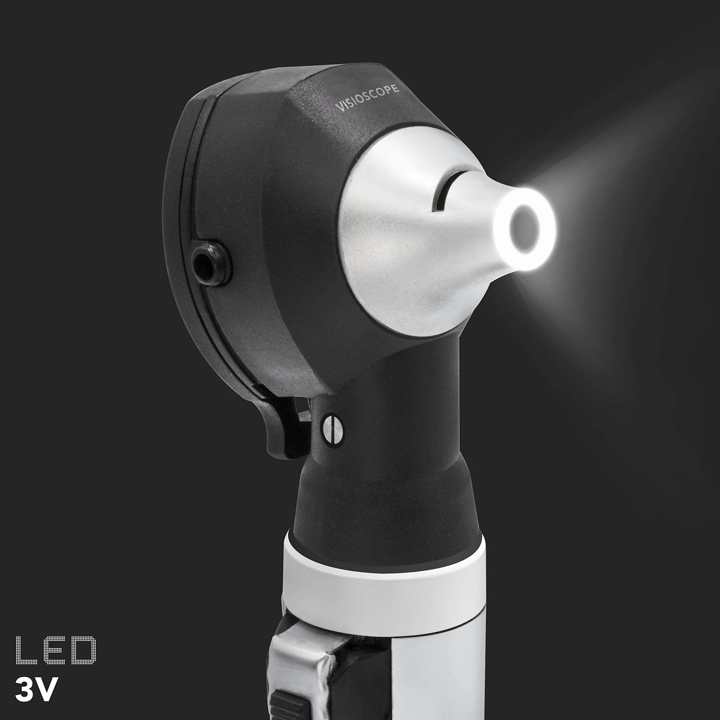AIESI® Otoscopio médico Profesional Bolsillo Fibra optica con iluminación LED 3V de luz Blanca VISIOSCOPE, Garantía 24 Meses