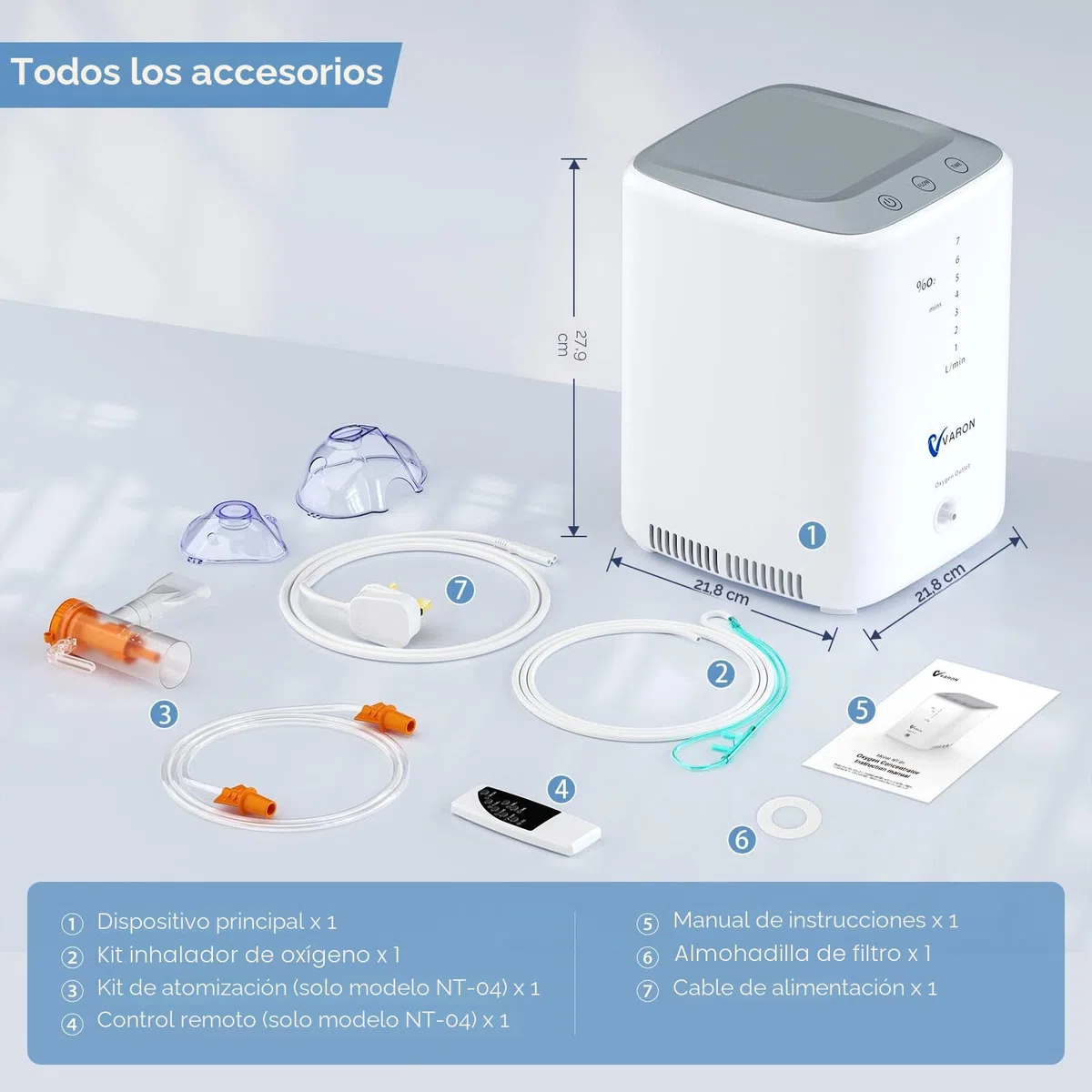 Dispositivo de oxígeno para el hogar 1-7 l/min Concentrador de oxígeno continuo ajustable para el hogar 30%-90% Generador de oxígeno para el hogar