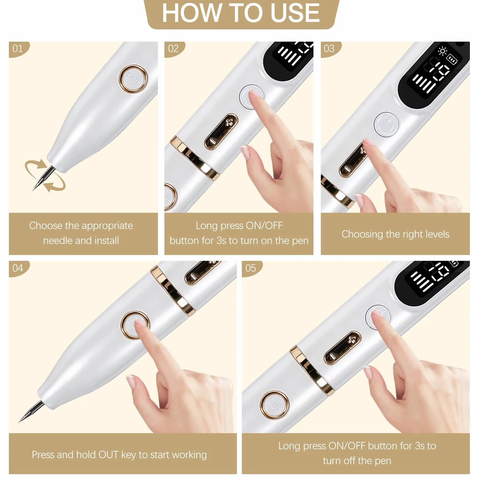 Lápiz para Eliminar Verrugas Cutáneas con Plasma 19 Niveles Intensidad Recargable USB