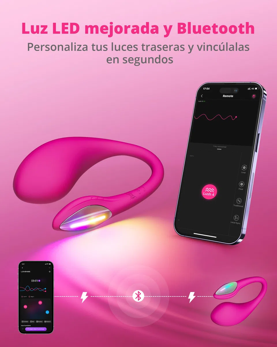 LOVENSE Lush 4 Vibrador Punto G con Control Remoto por App, Juguetes Sexuales para Parejas, Vibradorador Mujer Juguetes Eróticos, Luz LED, IPX7