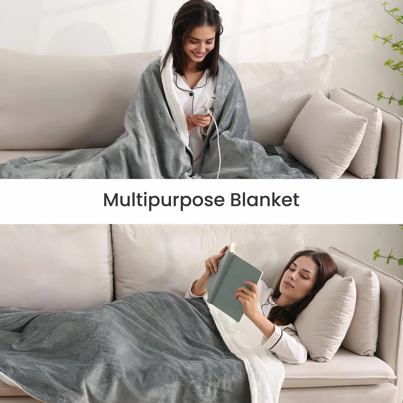 CURECURE Manta Calefactora Eléctrica para Cama con Apagado Automático Protección contra Sobrecalentamiento Temporizador Automático 10 Horas, 4 Niveles de Temperatura, Lavable, 180 x 130 cm