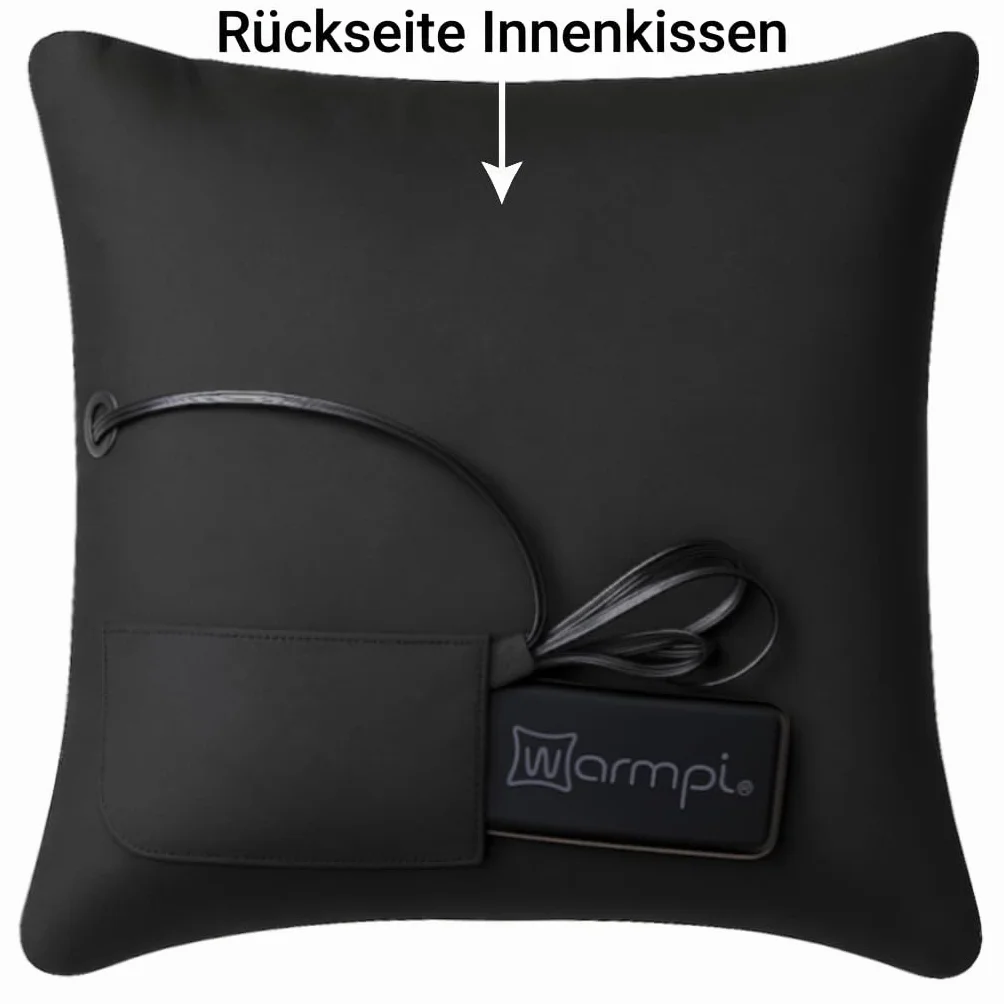 Almohadilla térmica inalámbrica Warmpi® Powerbank 10.000mAh Teddy Dark Grey Boucle cojín eléctrico cable 3m