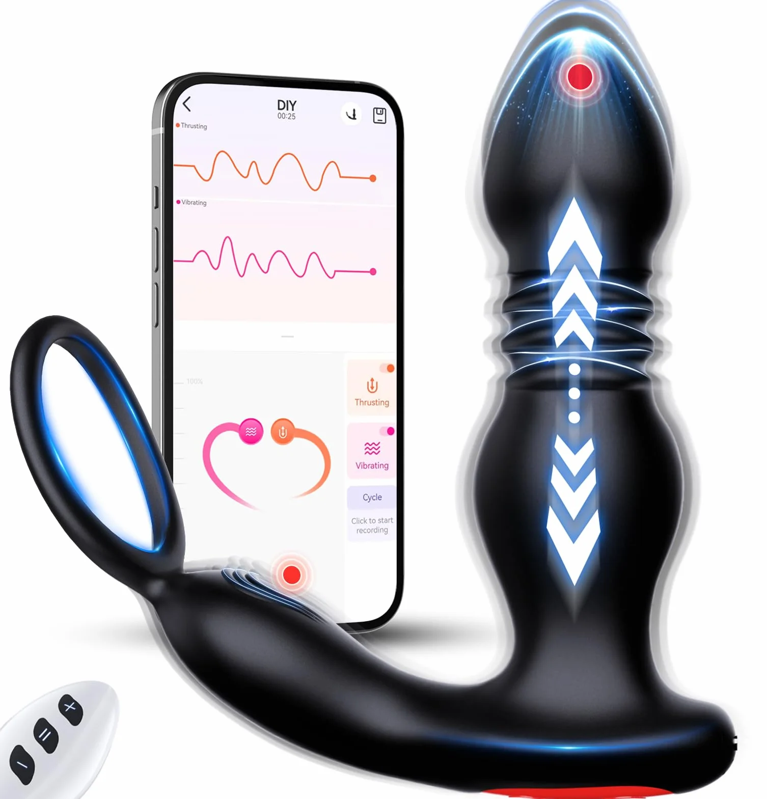 Vibrador Anal Juguetes Sexuales, AI-Chat Plug Anal Estimulador Prostata con Anillo Vibrador Juguetes Eróticos Para Pareja Sexuales, Consoladores para Hombre con Vibración 7 * 7 Modos Vibradores Dildo