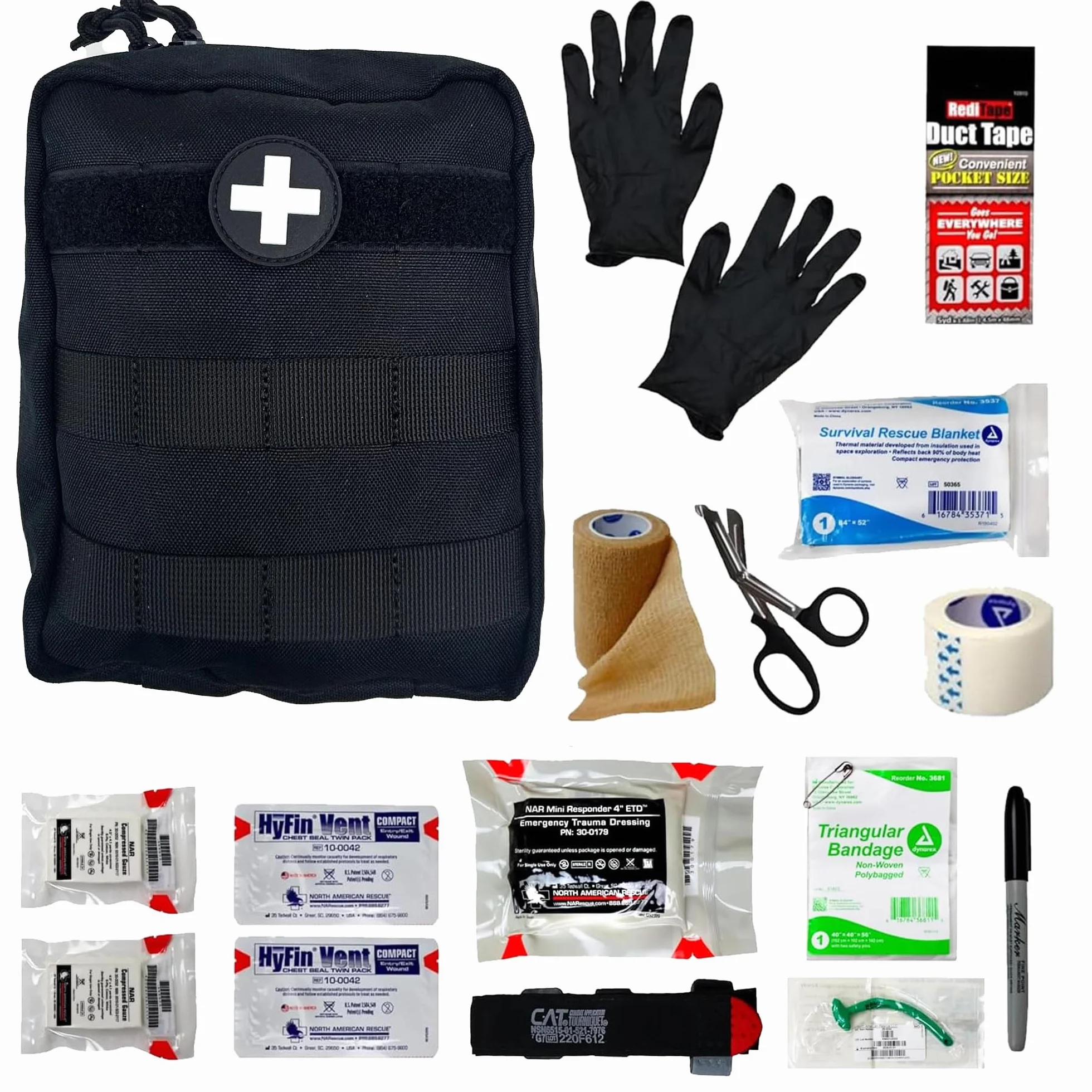 IFAK Kit Individual de Primeros Auxilios Kit de Trauma con Torniquete CAT Bolsa Médica Táctica para Control de Sangrado Negro