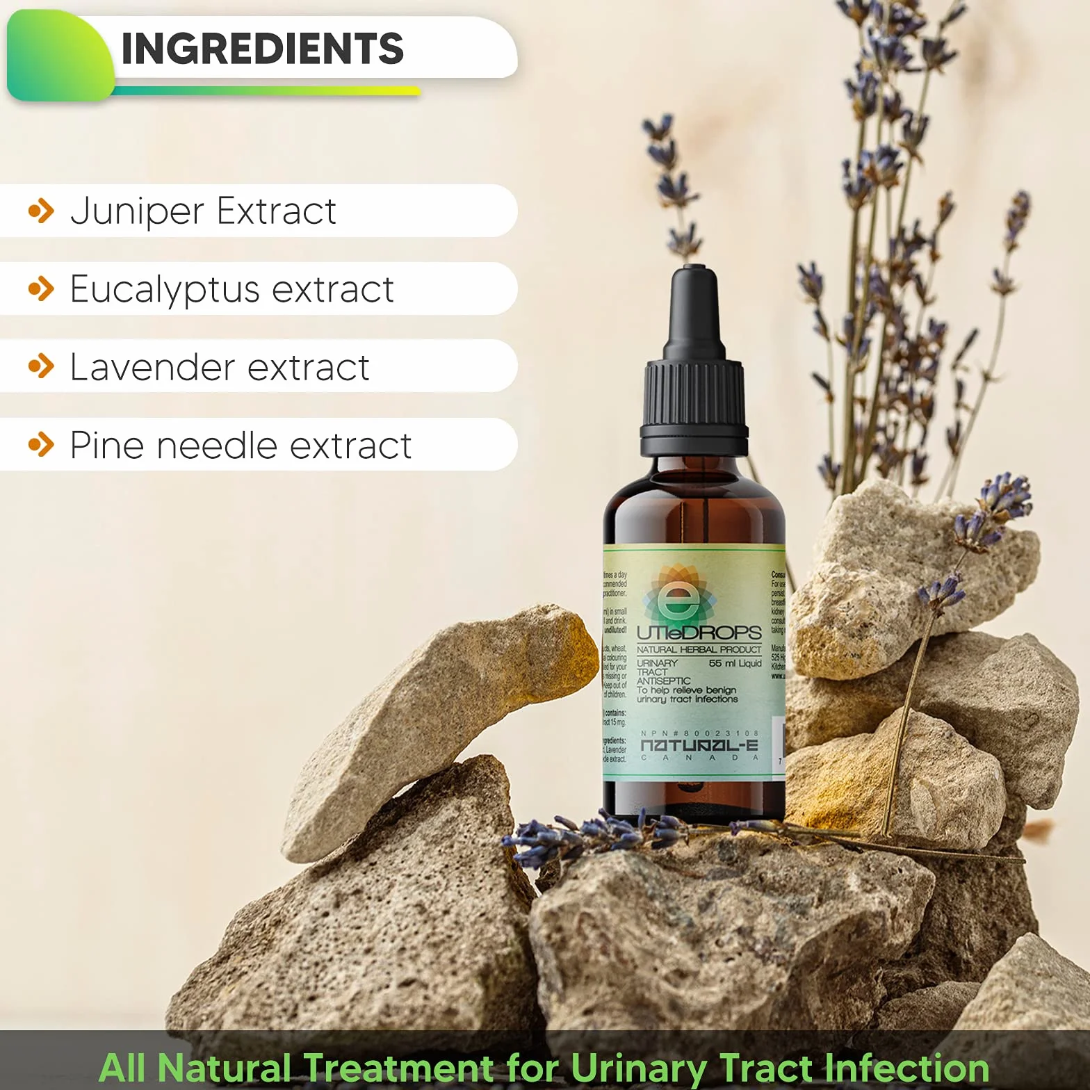 UTI E-Drops Tratamiento Natural para la Infección del Tracto Urinario. Elimina con Rapidez Ardor Picazón y Malestar de Infección de Orina. Concentración del Extracto de Enebro Eficaz Contra Bacterias