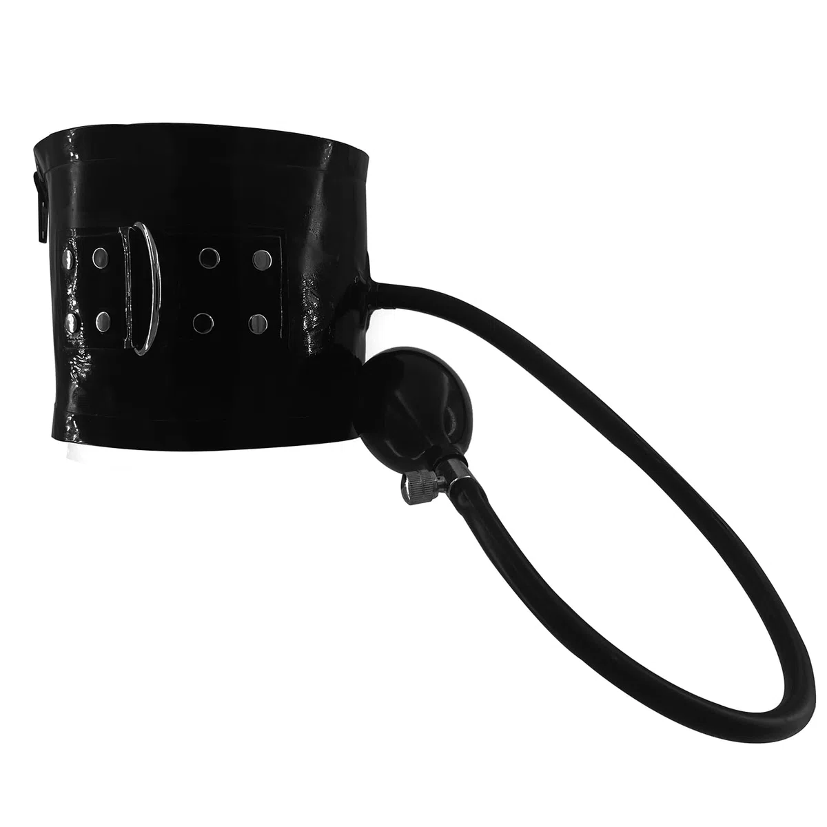 Látex Negro Collar Inflable Tipo Gargantilla,Collar Látex para Cosplay con Cremallera Rrasera,Compatible con Ropa Látex-XXL