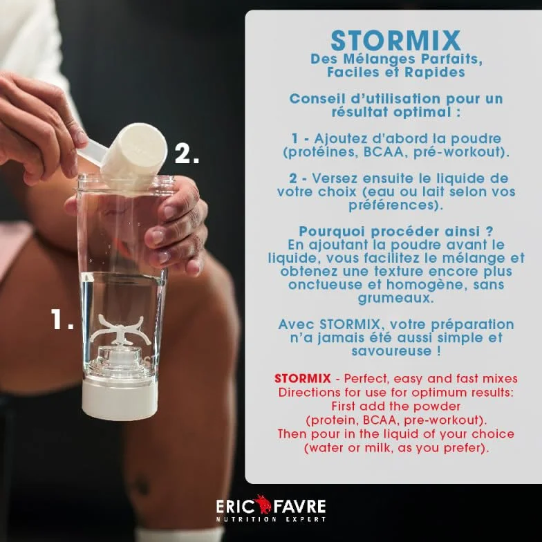 STORMIX – Mezclador de Proteinas eléctrica | Textura untuosa | Preparación homogénea para proteínas, pre workout | Capacidad 700 ml | Tritan & ABS, sin BPA | Bajo volumen sonoro | Recargable USB