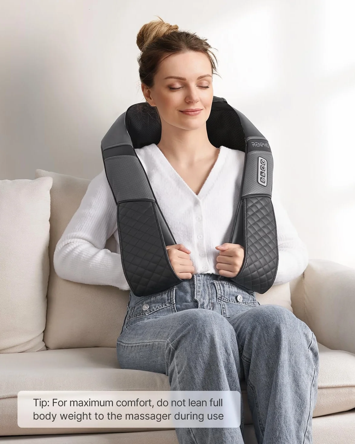 RENPHO Masajeador de Cuello y Hombros con Calor, Shiatsu 3D Rotación, Masaje Eléctrico de Tejido Profundo