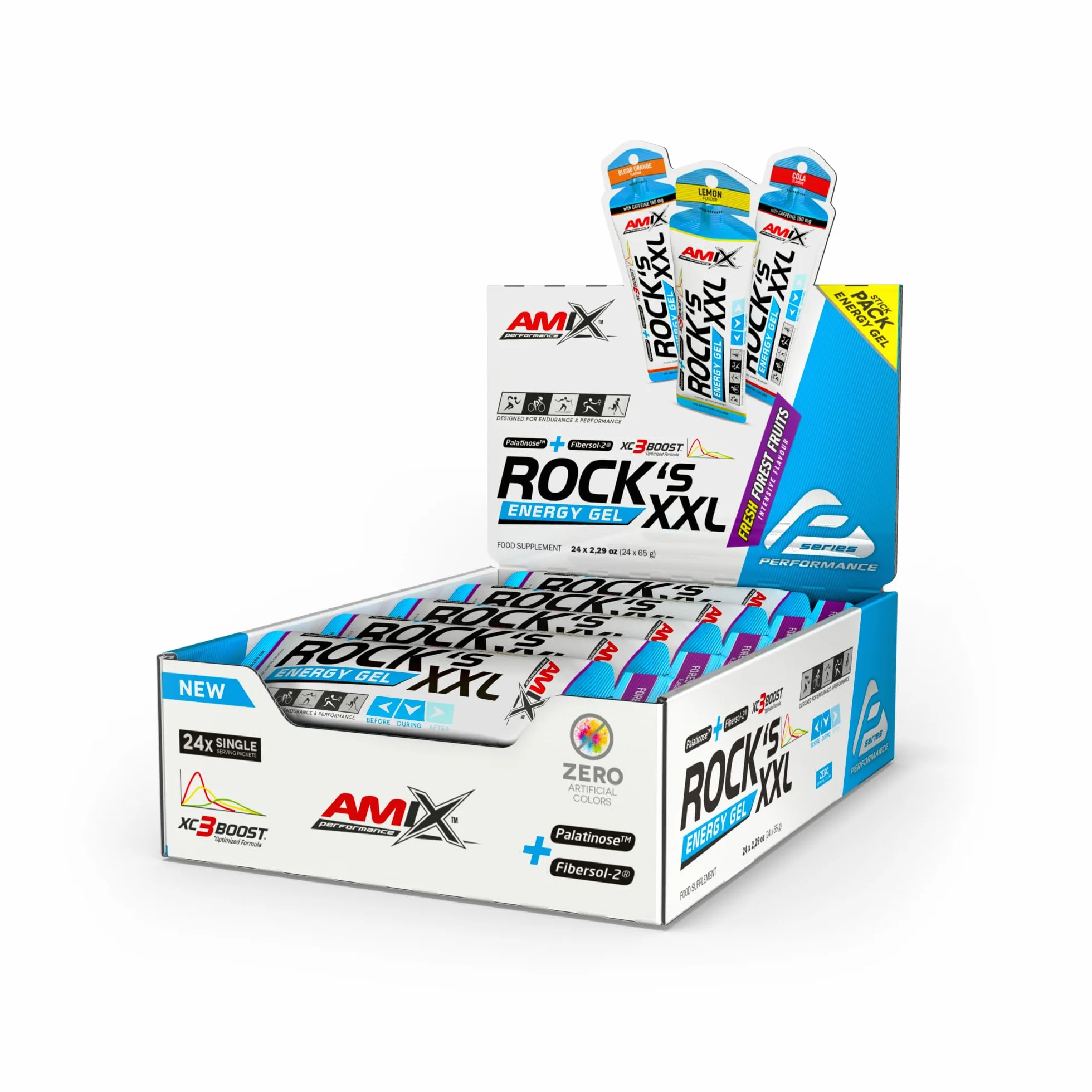 Amix Rock's Energy Gel XXL 24x65g Gel Energetico con Carbohidratos y Vitaminas