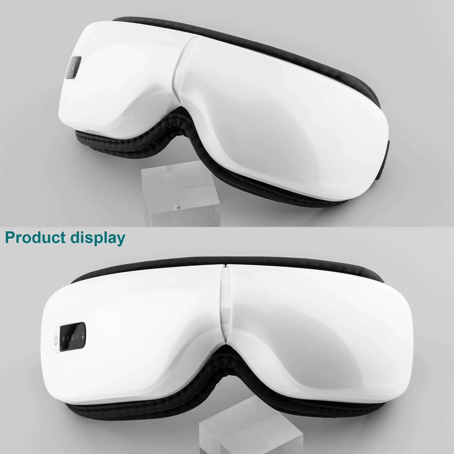Masajeador de ojos con compresión térmica, vibración y música Bluetooth, recargable, 5 modos
