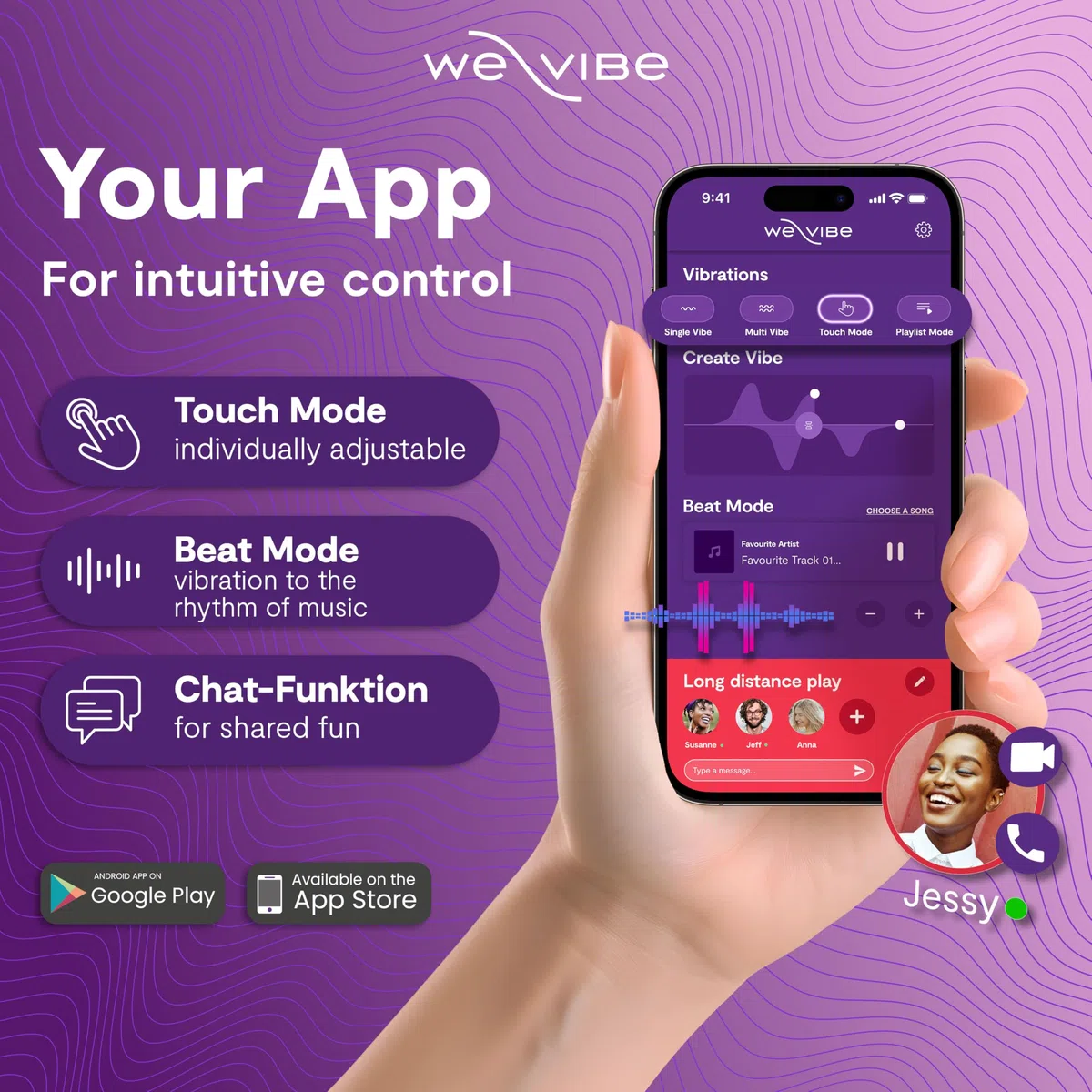 We-Vibe Chorus vibrador con sistema de manos libres para parejas, con mando a distancia, ajuste regulable, compatible con la aplicación We-Connect - morado