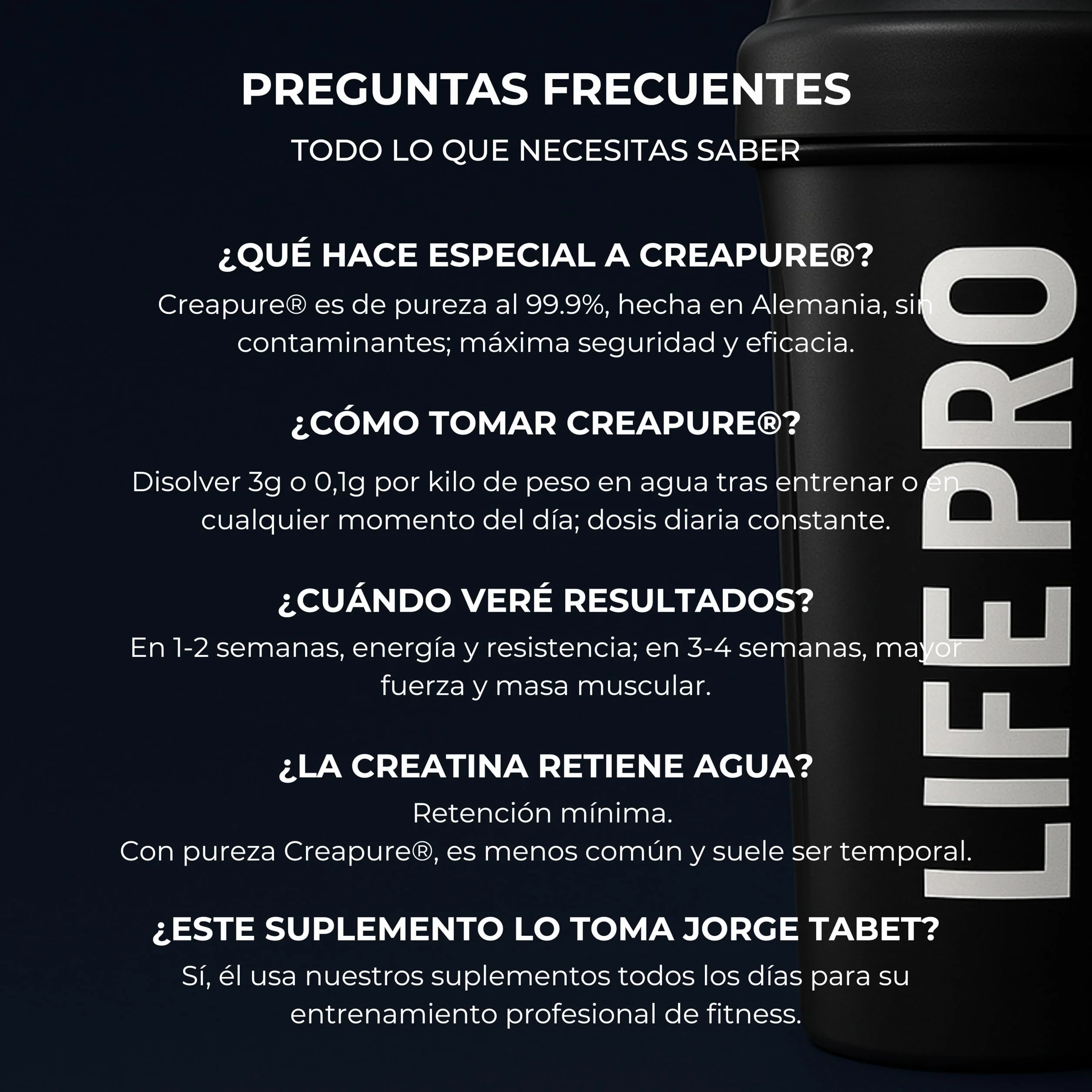 Creatina Monohidratada Creapure Life Pro Micronizada Pura 650g Sin Gluten Fuerza Energía Recuperación Muscular Calidad Alemana